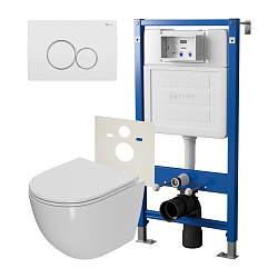 Фото Комплект Point Афина PN48051WC (унитаз с инсталляцией, сиденье с микролифтом, клавиша Point Виктория белая)