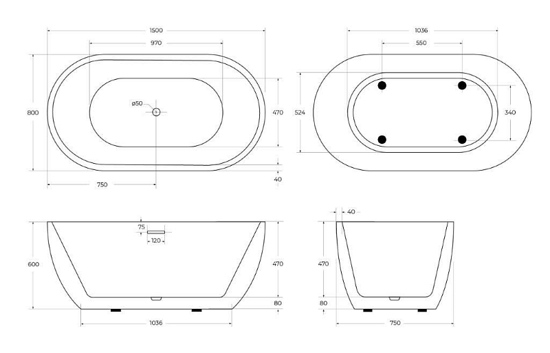 Акриловая ванна BelBagno BB70-1500-800 150х80 , изображение 6
