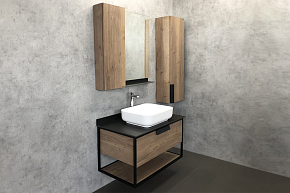 Фото Зеркало-шкаф Comforty Кёльн 90 дуб темный