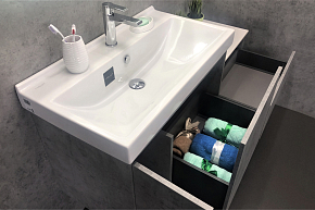 Фото Тумба с раковиной Comforty Осло 80 бетон светлый