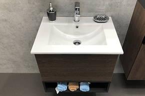 Фото Тумба с раковиной Comforty Франкфурт 60 дуб шоколадно-коричневый, с раковиной Comforty 60E