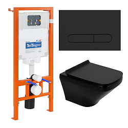 Фото Комплект BelBagno Sela BB3201CHR-MB/BB3201SC-MB/BB002-80/BB007-PR-NERO.M кнопка смыва черная матовая