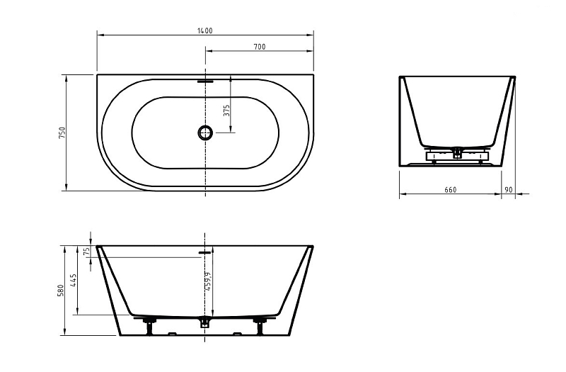 Акриловая ванна BelBagno BB710-1400-750 140x75 , изображение 7