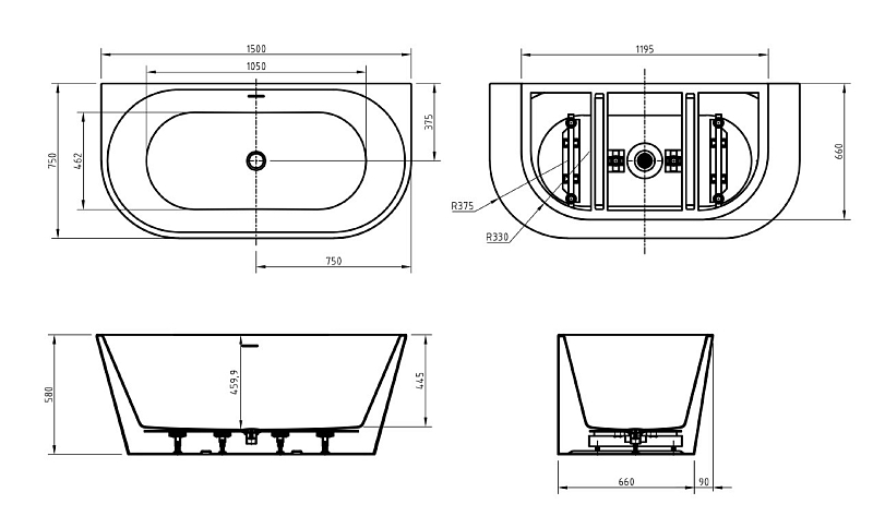 Акриловая ванна BelBagno BB710-1500-750 150x75 , изображение 7