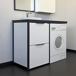 Фото Тумба с раковиной Comforty Лозанна 120 белый глянец, для стиральной машины