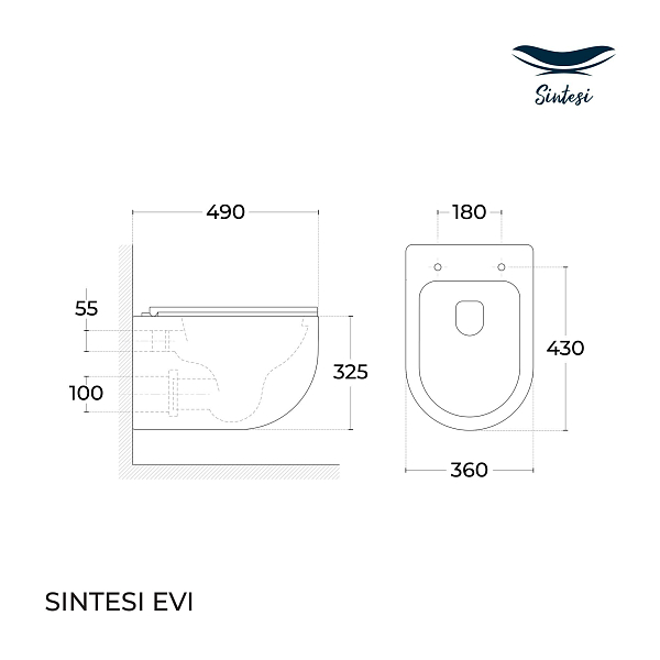 Унитаз подвесной Sintesi Evi SIN-TS-EVI-151 , изображение 6
