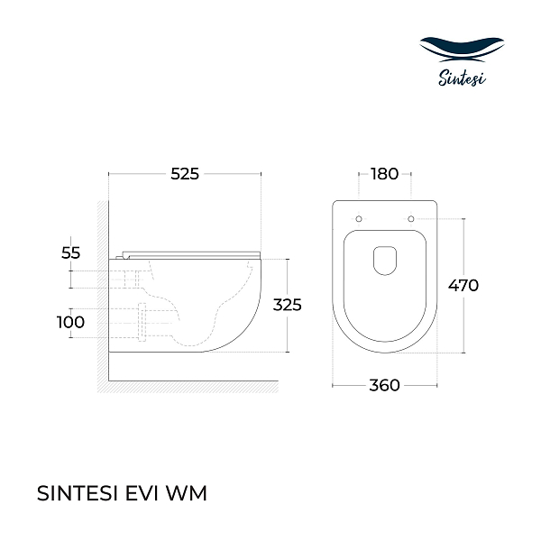 Унитаз подвесной Sintesi Evi SIN-TS-EVI-151WM , изображение 6