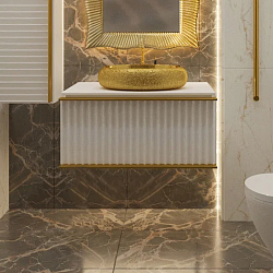 Фото Тумба под раковину Armadi Art Vallessi Avantgarde Canale 80 белая, золото