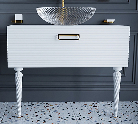 Фото Тумба под раковину Armadi Art Vallessi Avantgarde Linea 100 белая, золото