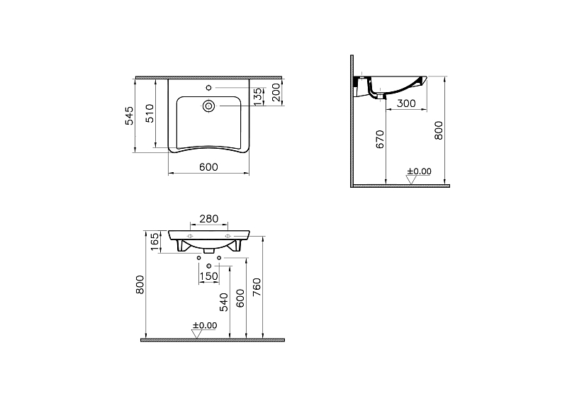 Раковина Vitra Conforma 5289B003-0001 60 см , изображение 4
