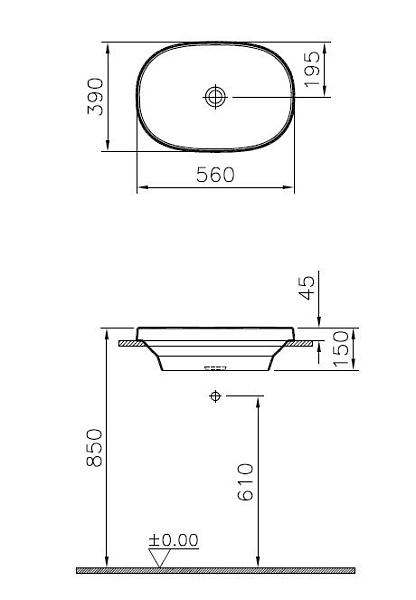 Раковина Vitra Frame 5652B403-0016 56 см , изображение 4