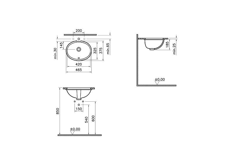 Раковина Vitra Arkitekt 6039B003-0012 50 см , изображение 3