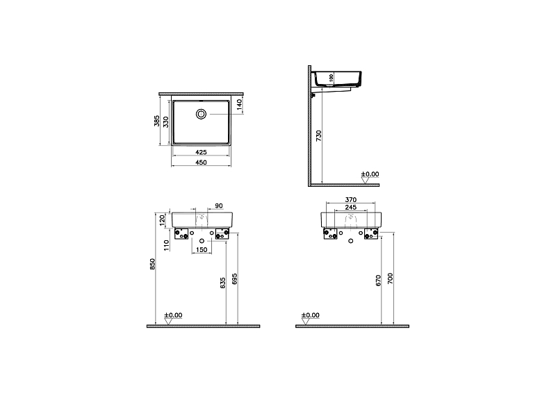 Раковина Vitra ArchiPlan 7403B003-0012 45 см , изображение 2