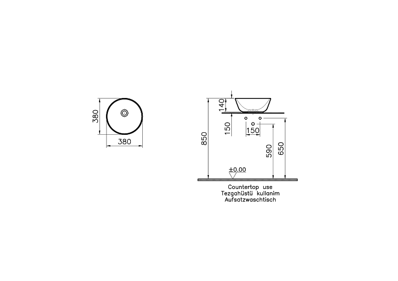 Раковина Vitra Geo 7421B003-0016 38 см , изображение 6