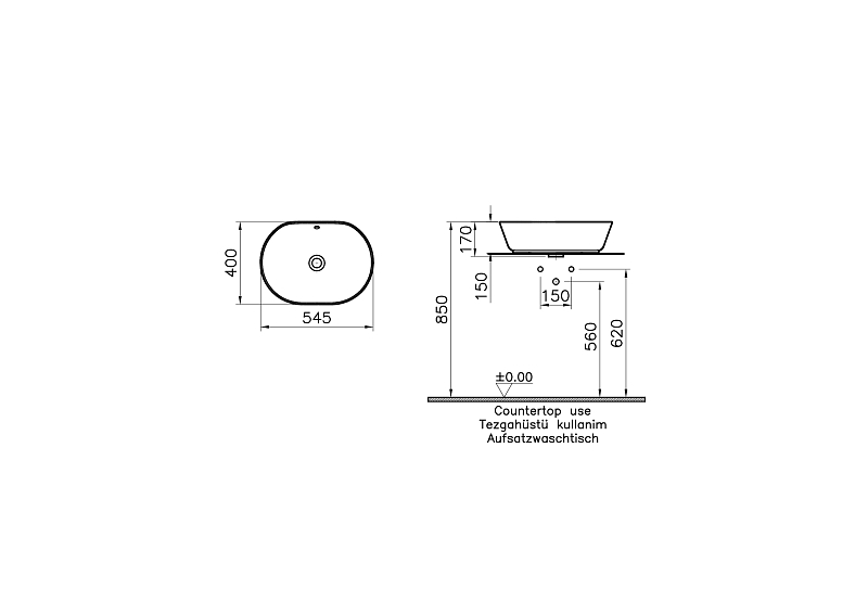 Раковина Vitra Geo 7427B003-0012 55 см , изображение 6
