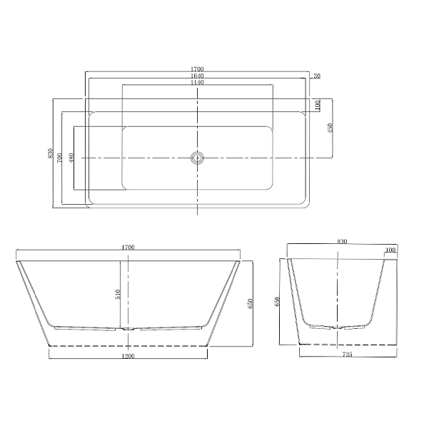 Акриловая ванна Azario Oxford OXF17083 170x80 , изображение 7