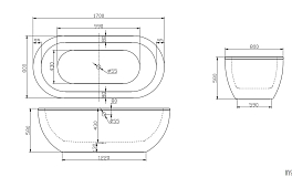 Акриловая ванна BelBagno BB13-1700 170х80 , изображение 4