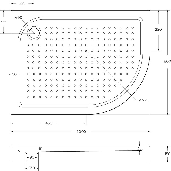 Поддон для душа BelBagno TRAY-BB-RH-100/80-550-15-W-L , изображение 8