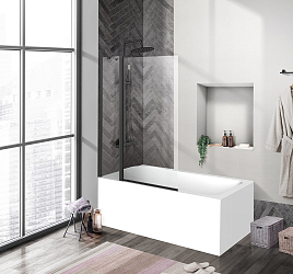Фото Шторка на ванну BelBagno Uno V-11-100/150-C-NERO