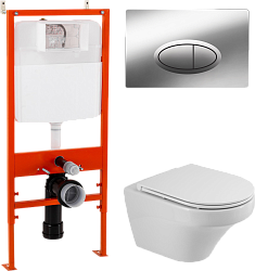 Фото Комплект BelBagno Duet CZR-2462-TH-TOR/CZR-870-SC/BB026/BB051CR кнопка смыва хром глянец