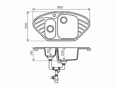 Изображение Мойка кухонная Polygran F-14 96х50 серая Мойка кухонная Polygran F-14 96х50 серая , изображение 2