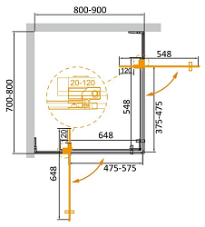 Фото Душевой уголок Cezares Slider SLIDER-AH-2-70/80-80/90-BR-GM