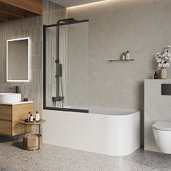 Фото Шторка на ванну BelBagno Luce VF-11-100/145-C-NERO