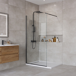 Фото Душевая перегородка BelBagno Kraft L-1-100-C-NERO