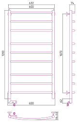 Фото Полотенцесушитель электрический Сунержа Галант 2.0 120х60 L черный матовый