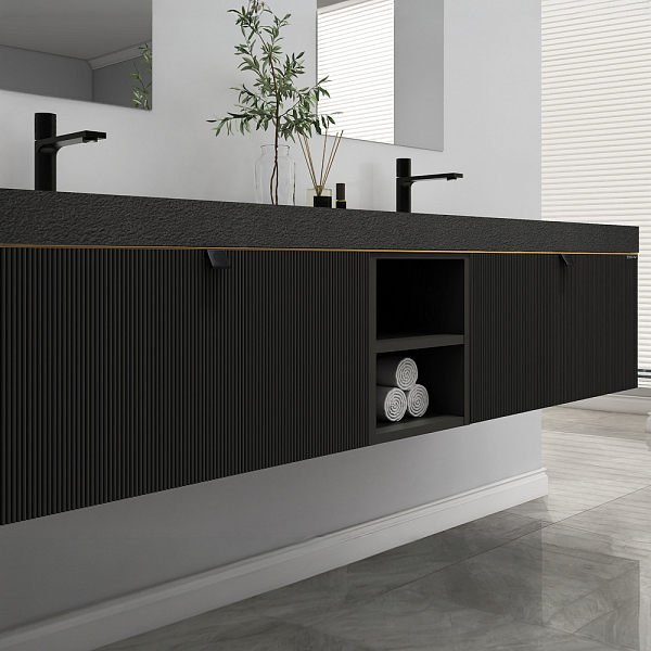 Тумба с раковиной Black&White Gravity AV706.1800 180 черный матовый , изображение 2