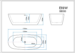 Изображение Акриловая ванна Black&White Swan SB330 170x75 Grey Акриловая ванна Black&White Swan SB330 170x75 Grey , изображение 5