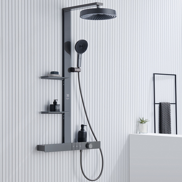 Душевая стойка Black&White Gravity GH-9005-GM оружейная сталь , изображение 2