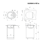 Изображение Мойка кухонная Ulgran U-107M-310 серый Мойка кухонная Ulgran U-107M-310 серый , изображение 2
