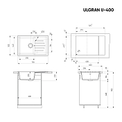 Изображение Мойка кухонная Ulgran U-400-344 ультра-черный Мойка кухонная Ulgran U-400-344 ультра-черный , изображение 3