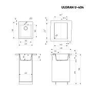 Изображение Мойка кухонная Ulgran U-404-310 серый Мойка кухонная Ulgran U-404-310 серый , изображение 3