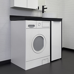 Фото Тумба с раковиной Comforty Лозанна 100 белый глянец, для стиральной машины