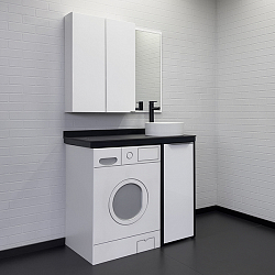 Фото Тумба с раковиной Comforty Лозанна 100 белый глянец, для стиральной машины