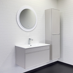 Фото Тумба с раковиной для ванной Comforty Мадрид 80 серый шёлк