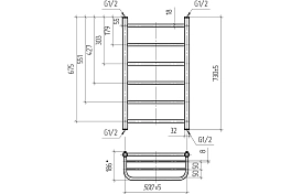 Полотенцесушитель водяной ТЕРА ПСБ Классика 50х73 с полкой , изображение 2