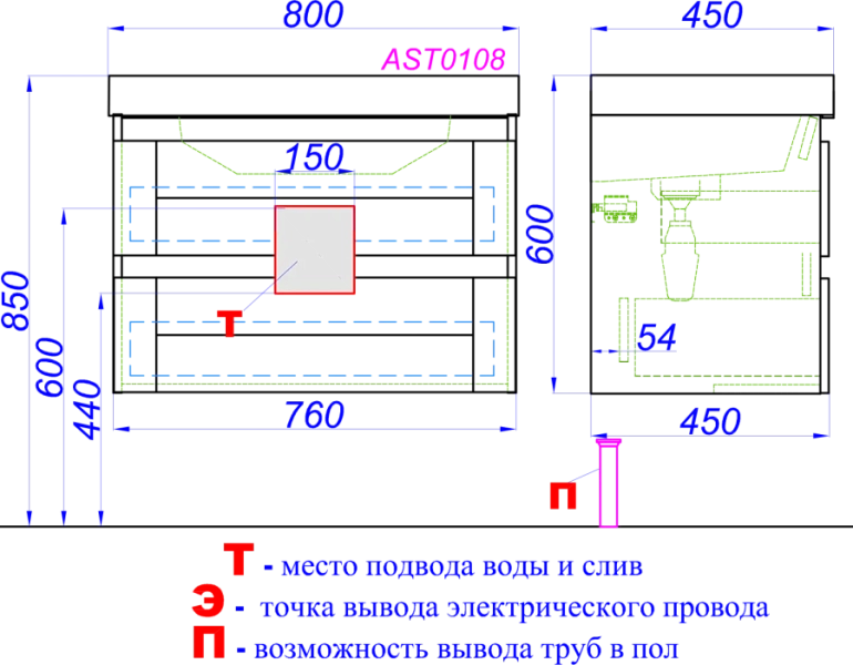Тумба с раковиной Aqwella Astrid 80 дуб давос , изображение 8