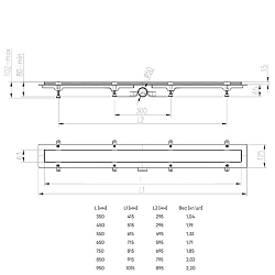 Фото Душевой лоток Azario D50 Klasik AZ-CH 1050/50 KC с черной решеткой 105 см